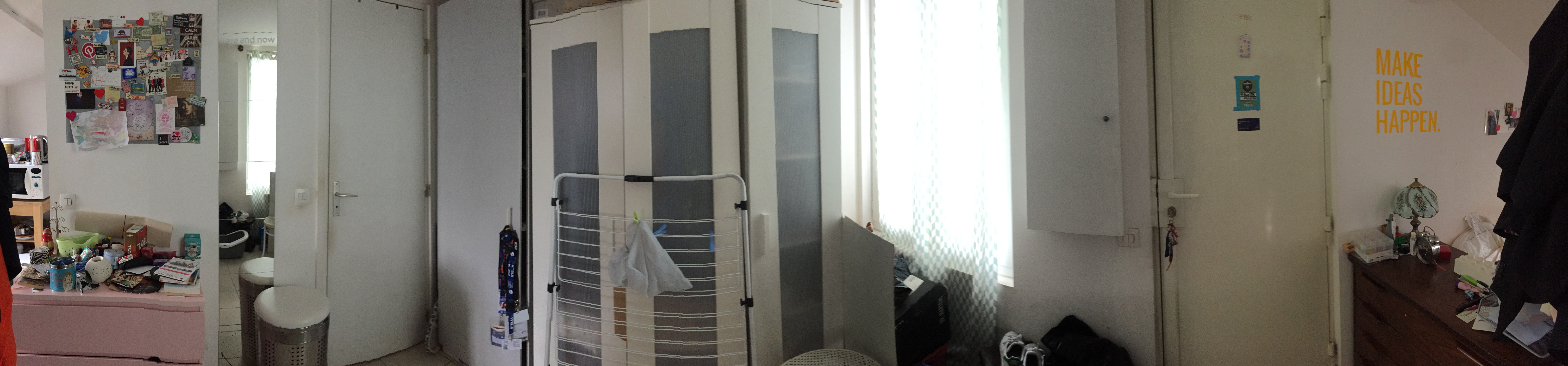 Hello 🙂 Je commence l’atelier… Voilà le plan de mon petit 23m2… Et un panorami